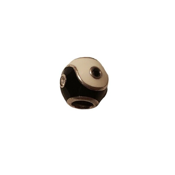 Pandora Yin Yang Charm Sterling Silver Retired Marked 925 ALE White Black Enamel - Picture 1 of 9